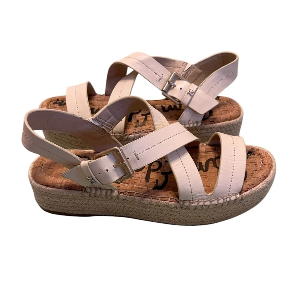 Sam Edelman Aisling Crisscross Leather Espadrille Platform Sandals Size 10